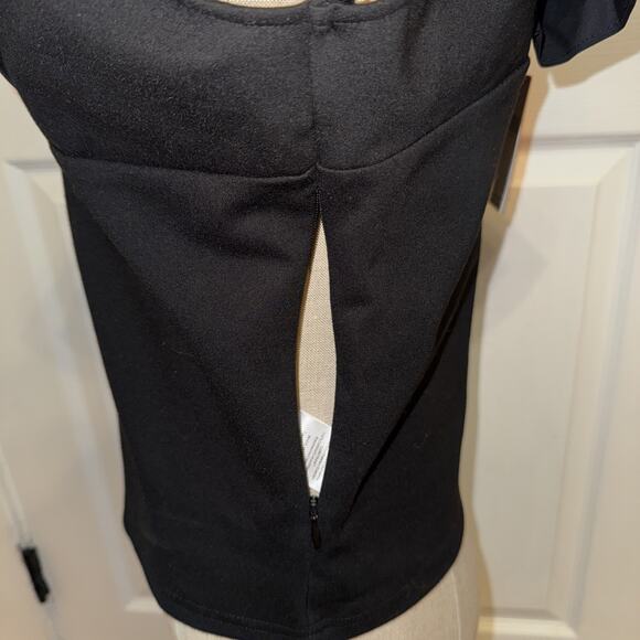 NEW Anthropologie Dolan Ruffle Black Blouse Flutter Sleeve Size M Medium V-Neck - Picture 7 of 9